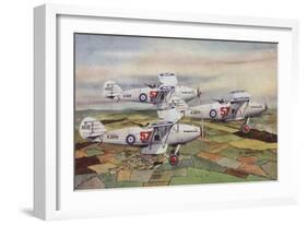 Three Hawker Hart Light Bombers of the Raf's 57 Squadron Flying in Formation, 1935-null-Framed Giclee Print