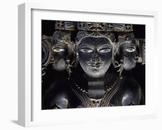 Three-Headed Brahma, Blue Shale Statue from Gwalior, Mahya Pradesh, India-null-Framed Giclee Print