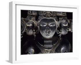 Three-Headed Brahma, Blue Shale Statue from Gwalior, Mahya Pradesh, India-null-Framed Giclee Print