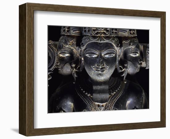 Three-Headed Brahma, Blue Shale Statue from Gwalior, Mahya Pradesh, India-null-Framed Giclee Print