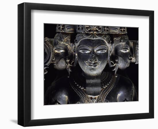 Three-Headed Brahma, Blue Shale Statue from Gwalior, Mahya Pradesh, India-null-Framed Giclee Print