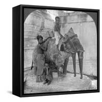 Three Headed Elephant Guarding a Sanctuary, Arakan Pagoda, Mandalay, Burma, 1908-null-Framed Stretched Canvas