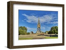 Three heavy horses are ridden past The Albert Memorial, Kensington Gardens, Hyde Park, London, Engl-Tim Winter-Framed Photographic Print