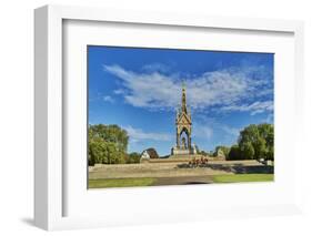 Three heavy horses are ridden past The Albert Memorial, Kensington Gardens, Hyde Park, London, Engl-Tim Winter-Framed Photographic Print