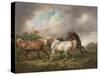 Three Horses in a Stormy Landscape-Charles Towne-Stretched Canvas