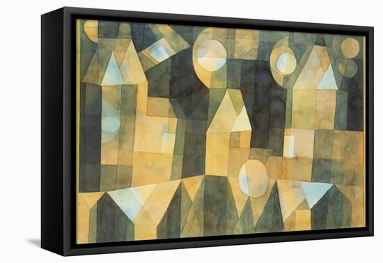 Three Houses and a Bridge; Drei Hauser an Der Brucke-Paul Klee-Framed Stretched Canvas