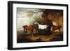 Three Hunters Belonging to Robert Myddelton-Biddulph-John E. Ferneley-Framed Giclee Print