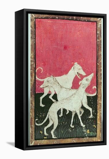 Three Hunting Dogs, One of a Set of Playing Cards, Courtly Hawking, Upper Rhein Are, c.1440-45-Konrad Witz-Framed Stretched Canvas