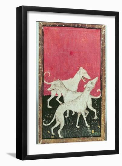 Three Hunting Dogs, One of a Set of Playing Cards, Courtly Hawking, Upper Rhein Are, c.1440-45-Konrad Witz-Framed Giclee Print