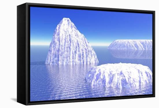 Three Icebergs in Ocean by Daylight-null-Framed Stretched Canvas