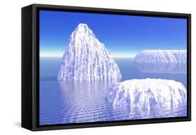 Three Icebergs in Ocean by Daylight-null-Framed Stretched Canvas