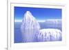 Three Icebergs in Ocean by Daylight-null-Framed Art Print