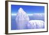 Three Icebergs in Ocean by Daylight-null-Framed Art Print