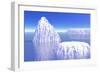 Three Icebergs in Ocean by Daylight-null-Framed Art Print