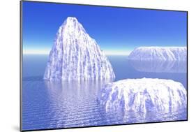 Three Icebergs in Ocean by Daylight-null-Mounted Art Print