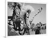 Three Indians In Headdress Watching Tourists "Dance San Ildefonso Pueblo New Mexico 1942." 1942-Ansel Adams-Framed Art Print