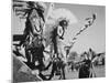 Three Indians In Headdress Watching Tourists "Dance San Ildefonso Pueblo New Mexico 1942." 1942-Ansel Adams-Mounted Art Print