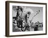 Three Indians In Headdress Watching Tourists "Dance San Ildefonso Pueblo New Mexico 1942." 1942-Ansel Adams-Framed Art Print