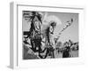 Three Indians In Headdress Watching Tourists "Dance San Ildefonso Pueblo New Mexico 1942." 1942-Ansel Adams-Framed Art Print