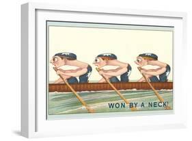 Three Intent Rowers, Won by a Neck-null-Framed Art Print