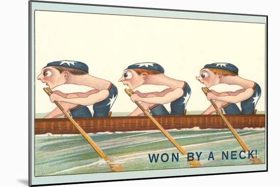 Three Intent Rowers, Won by a Neck-null-Mounted Art Print
