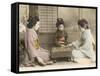 Three Japanese Geisha Girls Playing Go-null-Framed Stretched Canvas