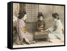 Three Japanese Geisha Girls Playing Go-null-Framed Stretched Canvas