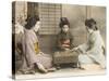 Three Japanese Geisha Girls Playing Go-null-Stretched Canvas