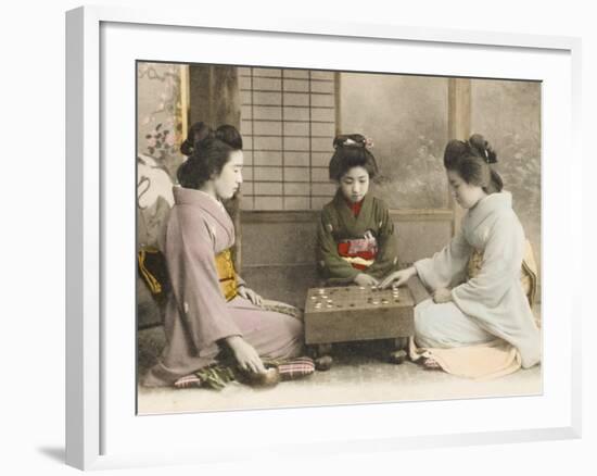 Three Japanese Geisha Girls Playing Go-null-Framed Photographic Print