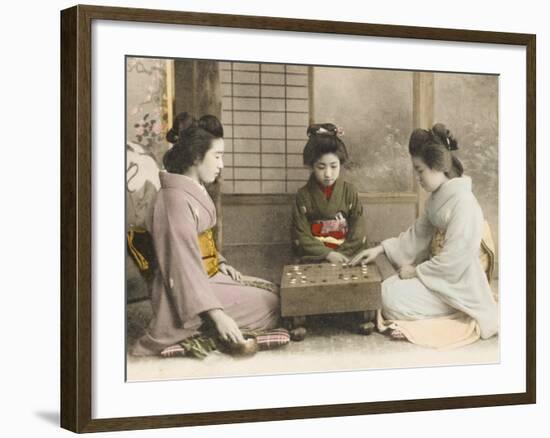 Three Japanese Geisha Girls Playing Go-null-Framed Photographic Print