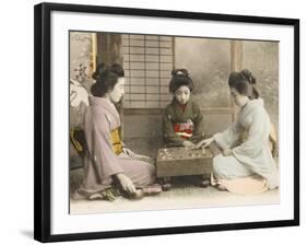 Three Japanese Geisha Girls Playing Go-null-Framed Photographic Print