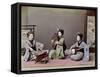 Three Japanese Girls Playing Traditional Japanese Instruments-null-Framed Stretched Canvas