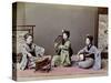 Three Japanese Girls Playing Traditional Japanese Instruments-null-Stretched Canvas