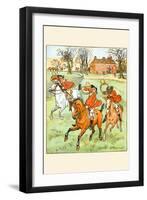 Three Jovial Horsemen Tooting their Hunting Horns-Randolph Caldecott-Framed Art Print