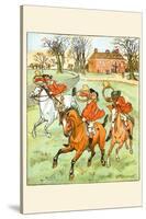 Three Jovial Horsemen Tooting their Hunting Horns-Randolph Caldecott-Stretched Canvas