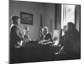 Three Judges Conferring with Ivan Pirecnik, Who Is Thanking Justice William Clark for Book-null-Mounted Photographic Print