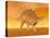 Three Kentrosaurus Dinosaurs in the Desert with Hazy Sunset Light-null-Stretched Canvas