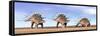 Three Kentrosaurus Dinosaurs Standing in the Desert-null-Framed Stretched Canvas