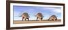 Three Kentrosaurus Dinosaurs Standing in the Desert-null-Framed Art Print