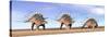 Three Kentrosaurus Dinosaurs Standing in the Desert-null-Stretched Canvas