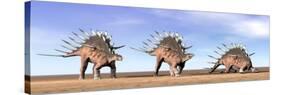 Three Kentrosaurus Dinosaurs Standing in the Desert-null-Stretched Canvas