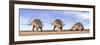 Three Kentrosaurus Dinosaurs Standing in the Desert-null-Framed Art Print