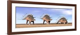 Three Kentrosaurus Dinosaurs Standing in the Desert-null-Framed Art Print