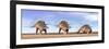 Three Kentrosaurus Dinosaurs Standing in the Desert-null-Framed Art Print