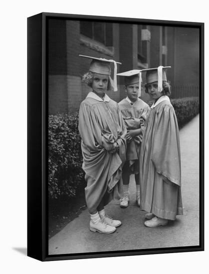 Three Kindergarteners Graduating Today-Nina Leen-Framed Stretched Canvas