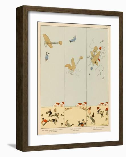 Three Kinds of Flying Accident 1, Fall of Aviator Without Plane-Joaquin Xaudaro-Framed Art Print