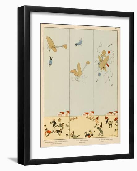 Three Kinds of Flying Accident 1, Fall of Aviator Without Plane-Joaquin Xaudaro-Framed Art Print