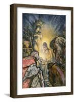 Three Kings Worshipping Infant Jesus in Bethleham-null-Framed Giclee Print