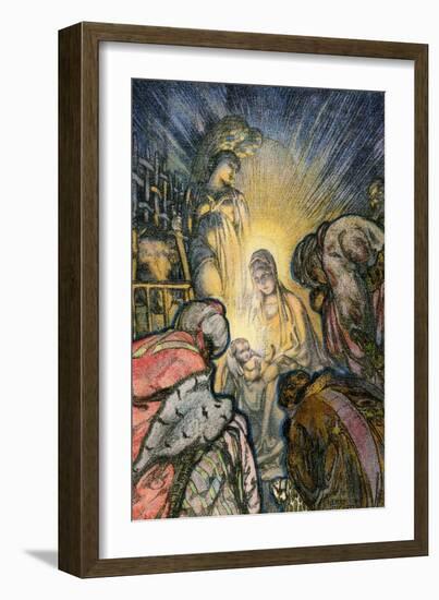 Three Kings Worshipping Infant Jesus in Bethleham-null-Framed Giclee Print