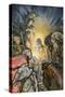 Three Kings Worshipping Infant Jesus in Bethleham-null-Stretched Canvas